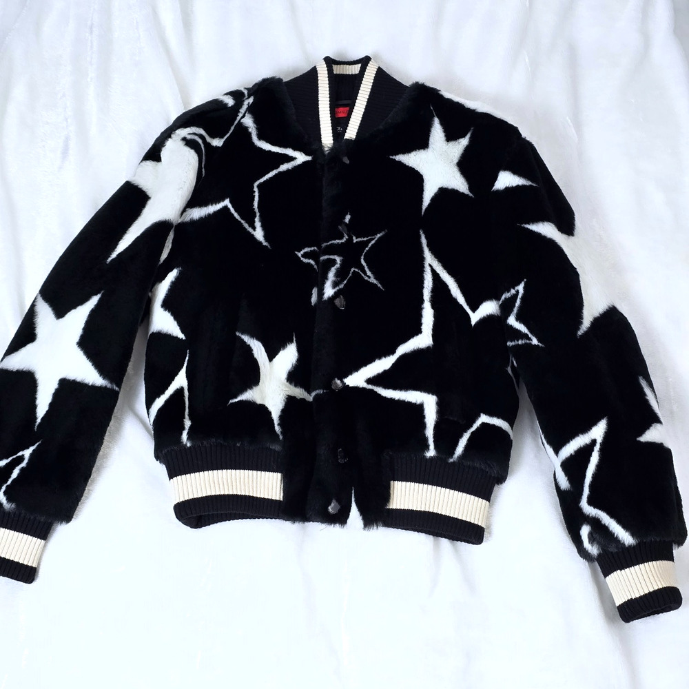 Dolce & Gabbana DG Millennial Star Print Faux Fur Bomber Jacket | S | NWT